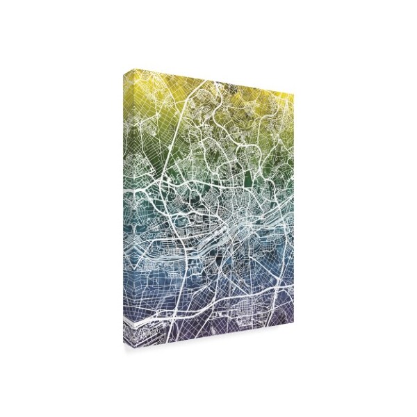 Michael Tompsett 'Frankfurt Germany City Map Blue Yellow' Canvas Art,24x32